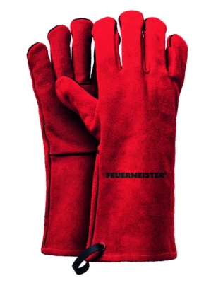 G&R FEUERMEISTER Grillhandschuhe aus Leder rot, 1 Paar, Gr. 10