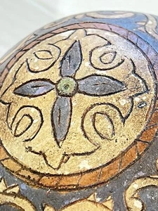 Vintage Antik Zeremonien Dekor Keramik Keramik Kugel Asien Naher Osten 4,5" Durchmesser - Bild 1 von 16