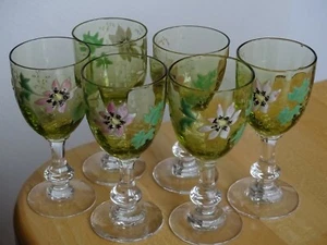 LEGRAS 6 ANCIENS VERRES LIQUEUR VERRERIE  EMAILLE ART NOUVEAU - Imagen 1 de 11