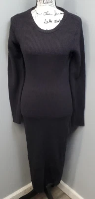 Calvin Klein Sweater Dress Women Medium Black Ribbed Knit Long Sleeve Round Neck - Image 1 of 4