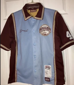VINTAGE Platinum Fubu Harlem Globetrotters Snap Basketball Shirt Youth L 16/18 - Picture 1 of 8