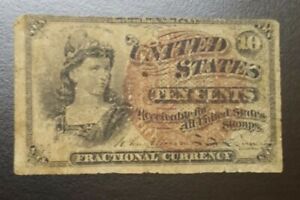 US 10¢ CENTS FOURTH ISSUE FRACTIONAL CURRENCY NOTE FR-1258 FINE 