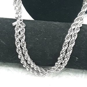 Vintage Monet 56" Cable 6mm Rope Silver Tone Chain - Picture 1 of 5
