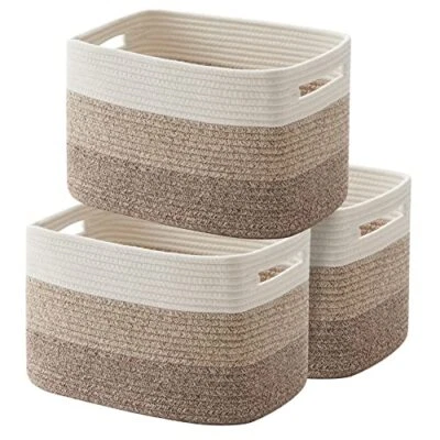 3 Pack Storage Basket, Woven Baskets for Storage, Cotton Rope Basket for Toys - Image 1 of 4
