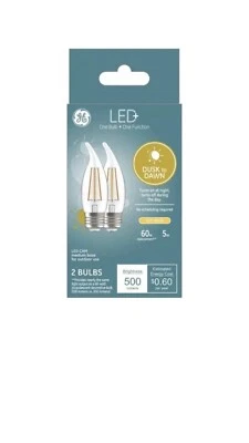 GE Lighting 93121493 5W 500 Lumens Clear CAM E26 LED Dusk to Dawn Bulb - Image 1 of 4