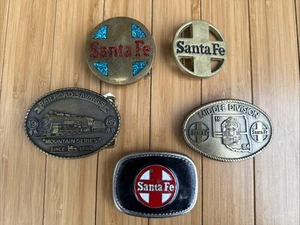 Mens Belt Buckles Vintage Lot Of 5 Santa Fe Railroad - Picture 1 of 12