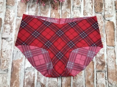 VICTORIA'S SECRET BY PINK M RED BLACK PLAID RARE CHEEKSTER PANTIES NO SHOW - Image 1 of 4