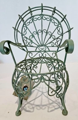 Silla de muñeca victoriana vintage ornamentada de alambre de metal retorcido ~ verde ~ para muñeca de 18" ~ nueva con etiquetas Foto 1 de 4