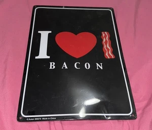 I Love Bacon 11 8.25 inch by 11.6 inch Metal Tin Wall Sign Kitchen or Man Cave - Picture 1 of 2