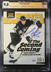 CGC 9.0 NEWSSTAND SIGNED MARIO LEMIEUX Sports Illustrated 2001 JSA TOP POP - Picture 1 of 2
