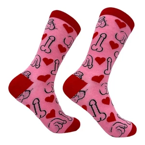 Calcetines para mujer penes y corazones divertidos calzado ofensivo travieso - Imagen 1 de 9