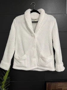 LA CERA weißer flauschiger Hausmantel mit Knopfleiste gemütlicher Pullover Shirt Damen Gr. S neu mit Etikett - Bild 1 von 7