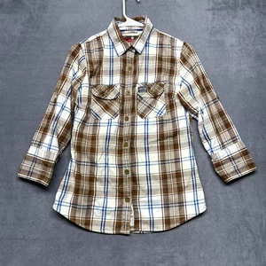 Superdry Co Shirt Womens M Multicolor Plaid Pockets Roll Tab Sleeve Button Up - Picture 1 of 8