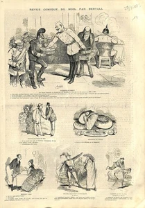 REVUE COMIQUE DU MOIS, PAR BERTALL CARICATURE GRAVURE 1873 - Picture 1 of 1