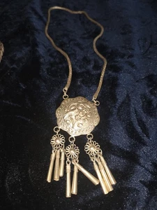 Vintage Ethnographischer Stammesversilberter Anhänger Kette Halskette Handarbeit - Bild 1 von 1