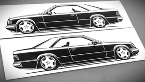 Mercedes W124 CE Sticker Silhouette Mercedes C124 Coupe 2x Aufkleber Schwarz neu - Bild 1 von 21