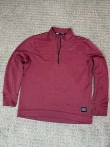 Nike Golf 1/4 Zip Pullover M Borgogna Swoosh Dri-Fit Felpa in Pile - Foto 1 di 8