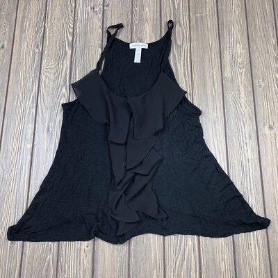 Ambiance Apparel Mujer Medio Negro Tank Top Volantes Delantero Foto 1 de 4