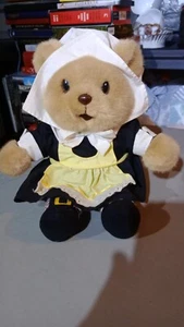 Vintage 1997 Gibson Greetings Girl Pilgrim Plush 12" Stuffed Animal Toy Bear - Picture 1 of 2