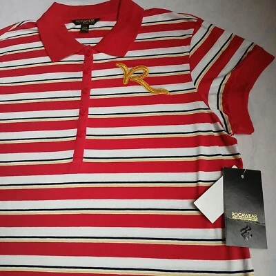 Rocawear рубашка женщин 2 x в полоску поло классический хлопок смесь гранж Y2k новый с Ярлыками новый - Изображение 1 из 4