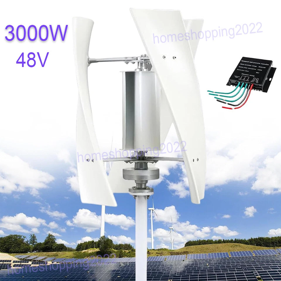 Generador de turbina eólica vertical de 3KW y controlador híbrido MPPT 48V molino de viento eléctrico Foto 1 de 4