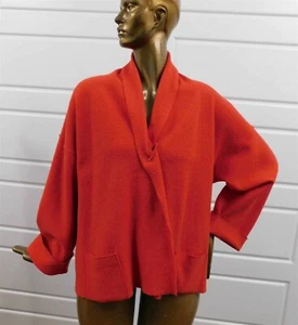 Eileen Fisher Tomato Red Wool Jacket sz L - Picture 1 of 4