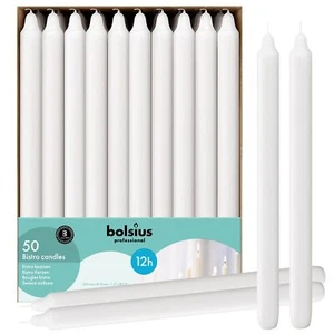 White Candlesticks Bulk Pack 50 Count - Unscented Dripless 11.5 Inch Househol... - Picture 1 of 9