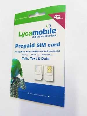 Lycamobile cartão SIM pré-pago nano micro padrão cartão SIM Lyca Mobile pré-pago - Imagem 1 de 3