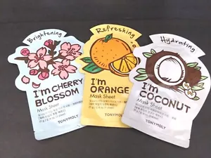 TonyMoly Sheet Mask I'm Cherry Blossom I'm Coconut I"m Orange 1 Sheet Per Pack - Picture 1 of 6