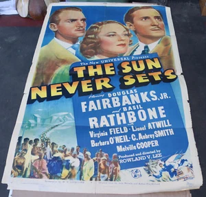Raro poster un foglio vintage 1939 The Sun Never Sets film 41x27" universale - Foto 1 di 16