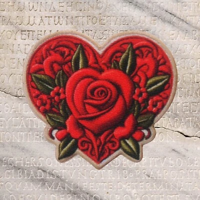 ATHENA BRANDS Heart Patch Iron-on Applique Clothing Love Badge Valentine's Day Red Rose Gift