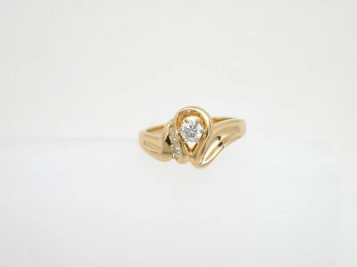 14k Yellow Gold Genuine Diamond Solitaire Ring Size 6.5 April Birthstone NEW - Image 1 of 4