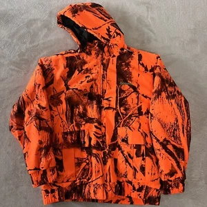 Mens REMINGTON Next Hunting Jacket Orange Camo Black Grass Removable Hood - Picture 1 of 12