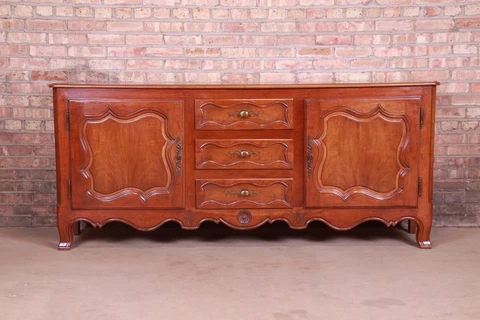 Baker Furniture French Provincial Louis XV Carved Walnut Sideboard Credenza Cover