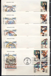 1984 FDC Set di 5 - Scott# 2067-70 - Olimpiadi invernali - Cachet Farnam - Foto 1 di 1