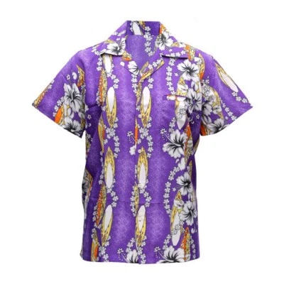 MENS HAWAIIAN SHIRT STAG BEACH HAWAII ALOHA  SUMMER HOLIDAY FANCY PURPLE H PANEL - Image 1 of 2