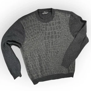Hart Schaffner Marx Men's L 100% Cashmere Grey Reptile Sweater Old Money Travel - Picture 1 of 7