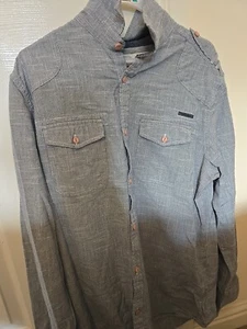River Island Menswear Grey Shirt Long Sleeve Size M Free UK Postage - Picture 1 of 10