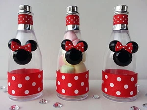 12 Minnie Mouse Fillable Champagne Bottles Baby Shower Favor Game Birthday Prize - Picture 1 of 9