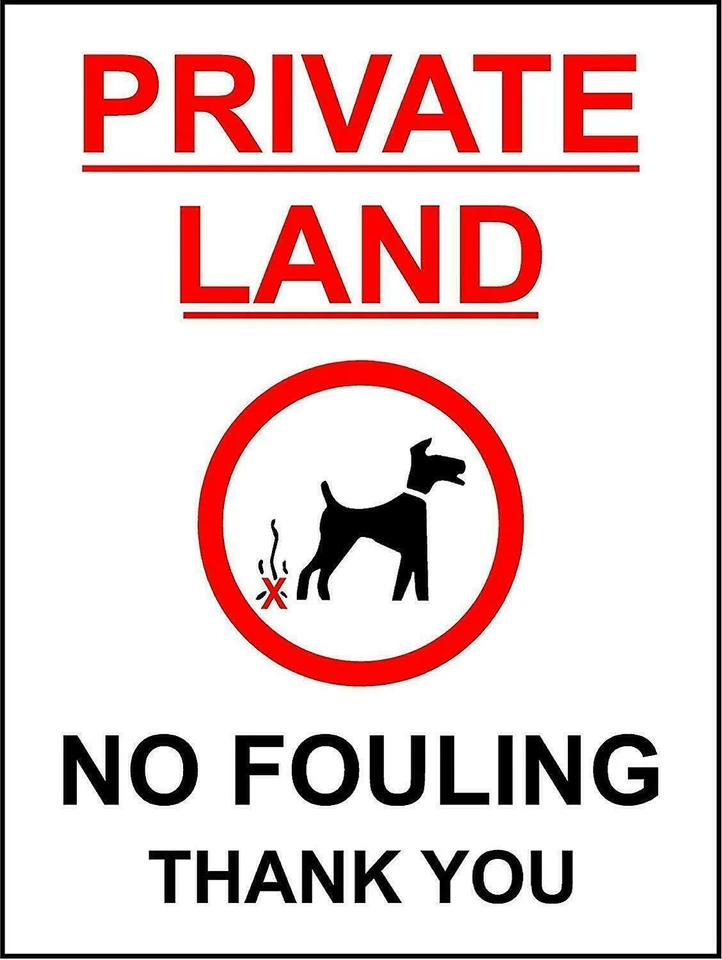 DEVON MADE Warning Private land no dog fouling metal park safety sign