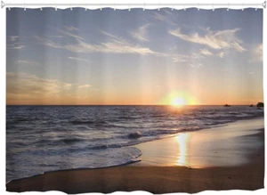 Extra Wide Shower Curtain 108 x 72 Inch, Ocean Sea Beach Sunset Waterproof Fabri - Picture 1 of 12