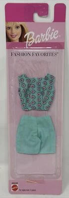 Barbie Doll Fashion Favorites 1998 NEW  Teal Pink Daisy Top Shorts - Image 1 of 2
