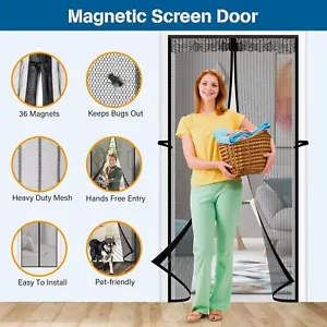 Magnetic Screen Door Heavy Duty Hands-Free Mosquito Mesh Anti Bugs 38x82 inch # - Picture 1 of 9