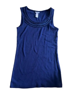 Justice Shirt Girls 10 Blue Rhinestone Stretch Tank Top Scoop Neck Sleeveless - Picture 1 of 4