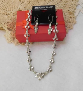 Vintage Sterling Silber Kristall Halsreif Kette Halskette und Ohrringe Set - Bild 1 von 10