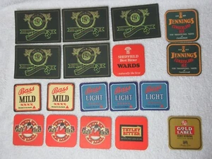 18 Assorted Beer Mats: Wards, Jennings, Tetley, Bass, Gold Label - Foto 1 di 14