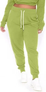 POSESHE Women L-5X Plus Size High Waisted Sweatpants Large, C06 Green - Picture 1 of 6