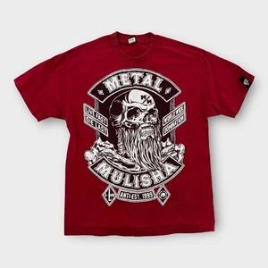 Vintage Y2K Metal Mulisha Tee Red Size Large Grunge Short Sleeve Shirt Skull - Picture 1 of 6