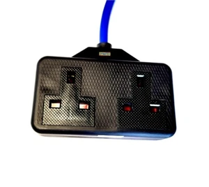 Generator Fly Lead 16 Amp Plug To 13A Twin Socket Caravan Hook Up Power Cable - Picture 1 of 9
