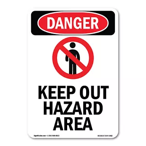 Keep Out Hazard Area ANSI Gefahrenschild Metall Kunststoff Aufkleber - Bild 1 von 5